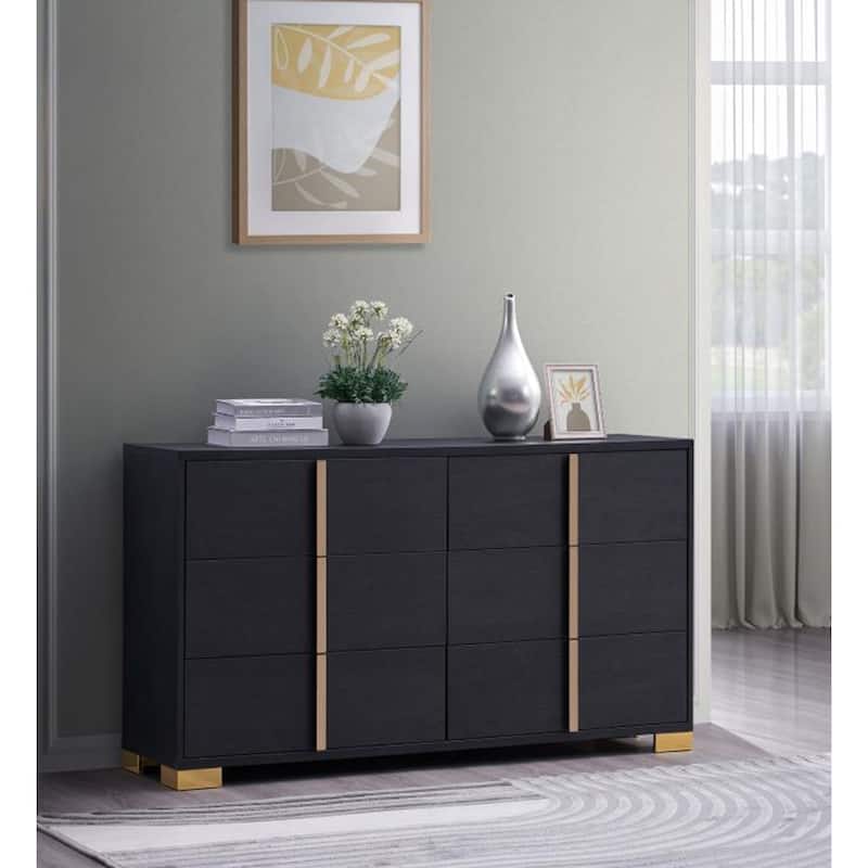 6 Drawers Wooden Dresser with Metal Hardware