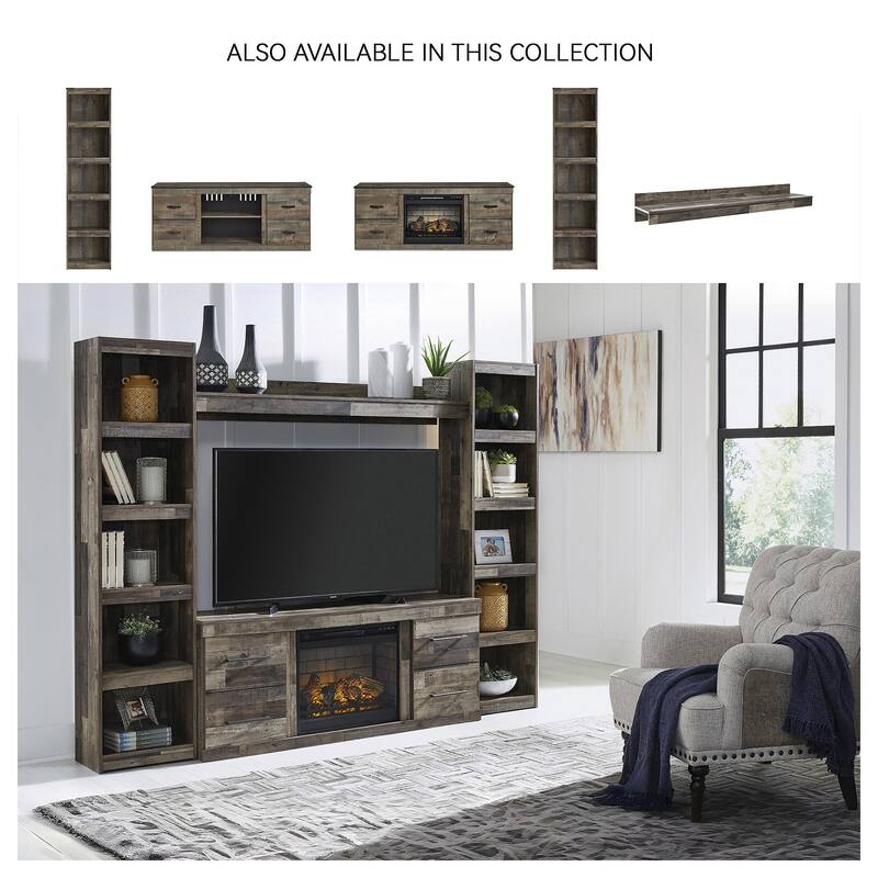 Signature Design by Ashley Derekson Multi Gray 60" TV Stand for TVs up to 69" with Electric Fireplace - 60"W x 15"D x 44.5"H