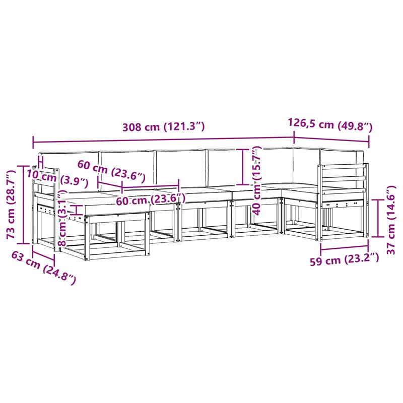 vidaXL Outdoor Sofa Set with Cushion 7 pcs Natural and Anthracite