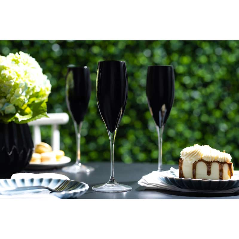 Majestic Gifts Inc. Glass Toasting Champagne Flutes-11 Oz.-Set/6-Black