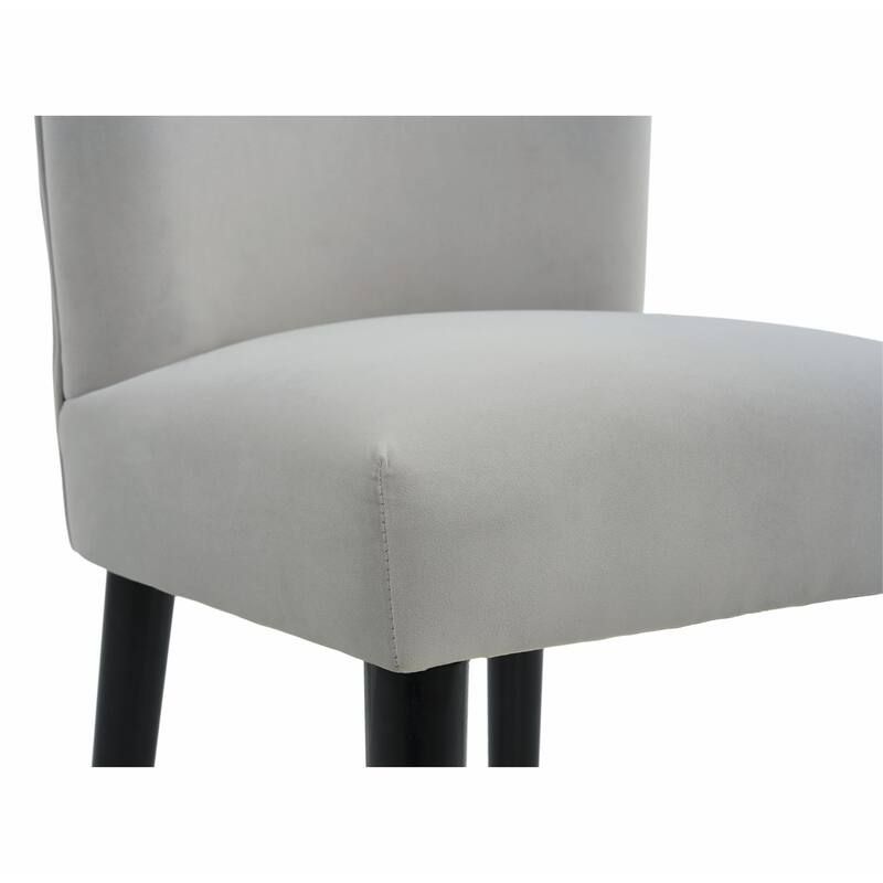 27-Inch Counterstool with Light-Colored Fabric and Gold-Tipped Circular Footrest