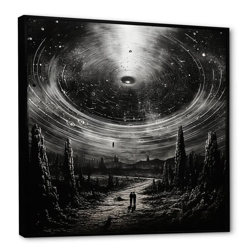 Designart "Minimalism Sci Fi Ufo" Ufos Framed Wall Art Prints