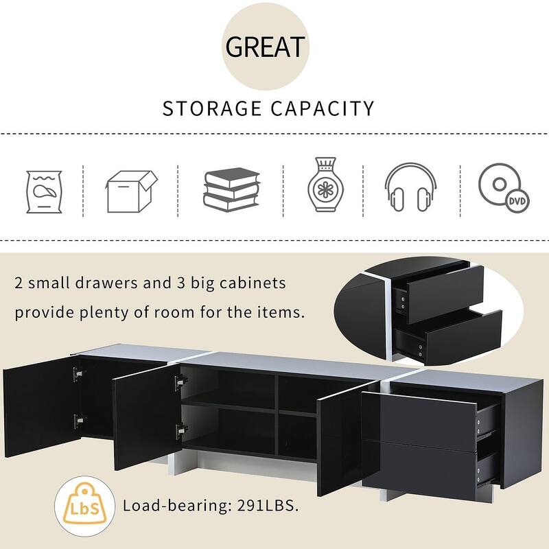 74.8'' Modern Style Contemporary Rectangle Design TV Stand