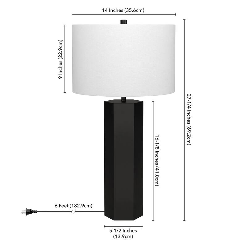 Warren 27.25" Tall Table Lamp with Fabric Shade - 27.5" Tall