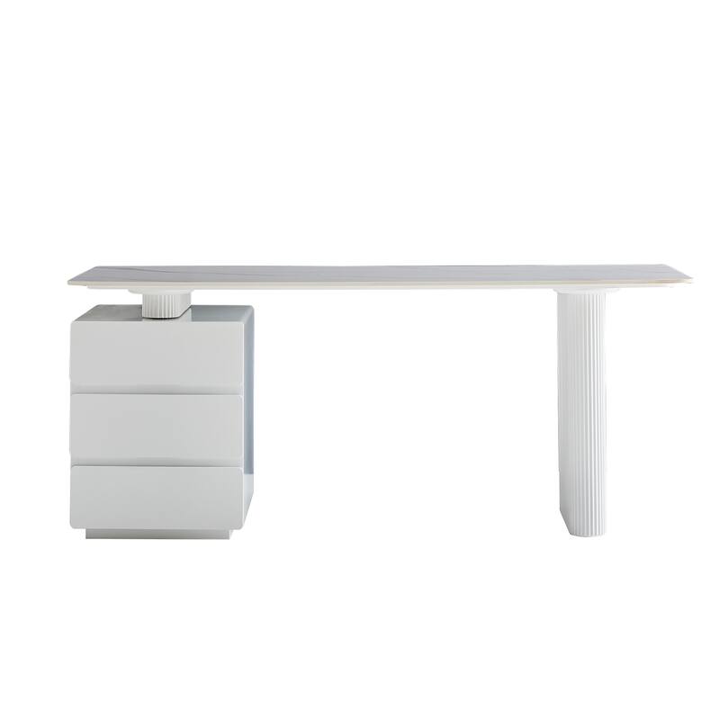 Rectangular Writing Desk Computer Desk, Home Office Desk, Faux Marble Top