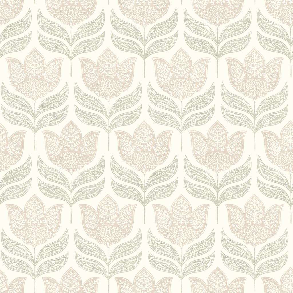 Chesapeake Cathal Blush Tulip Block Print Wallpaper