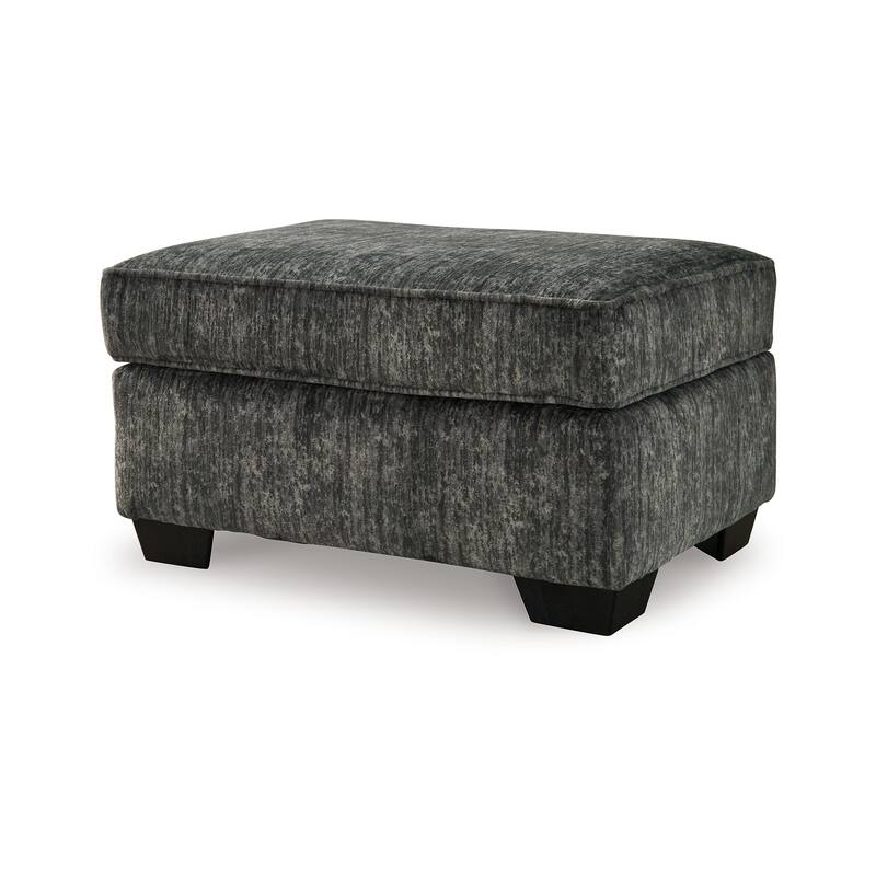 Layla Accent Ottoman, Contemporary Dark Gray Polyester, Black, 35 Inch