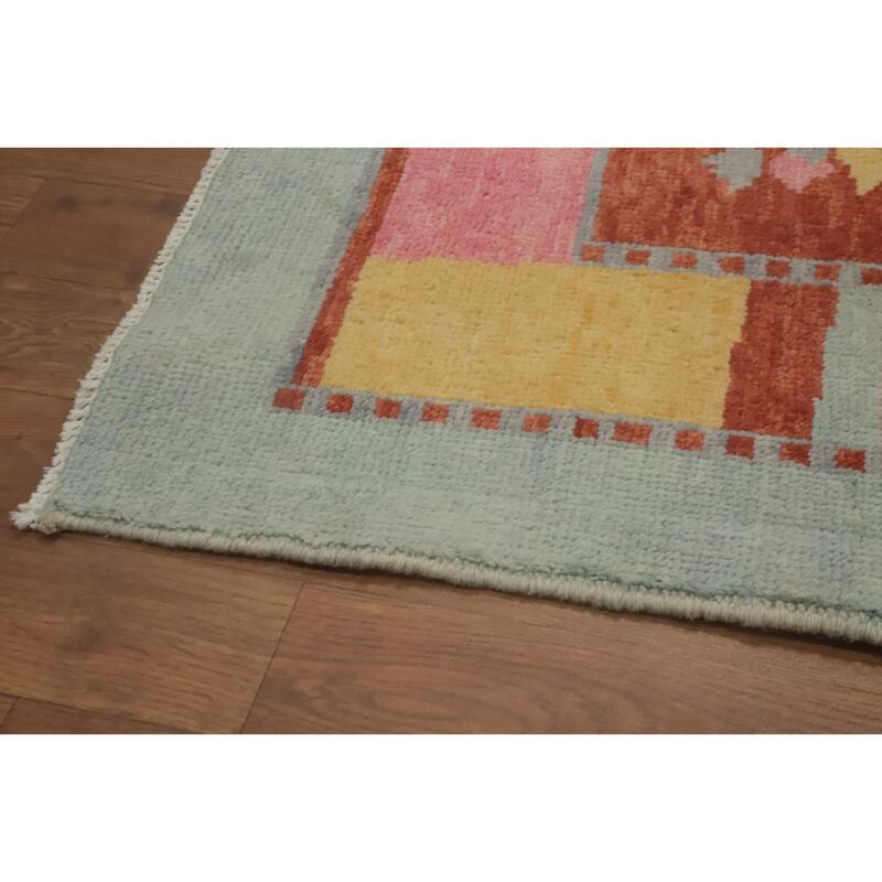 Geometric Gabbeh Vegetable Dye Area Rug Handmade Wool Carpet - 9' 0'' X 6' 2''