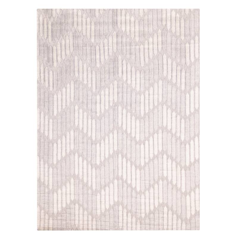 ECARPETGALLERY Hand Loomed Elysian Grey Silk Rug - 8'0 x 11'2