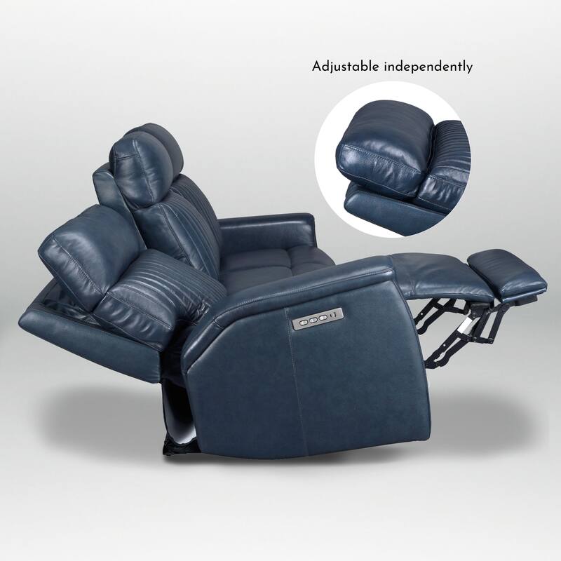 122''W 4-Seat Premium Genuine Leather triple-Power Sofa set with Zero Gravity, Adjustable Headrest & Lumbar Support