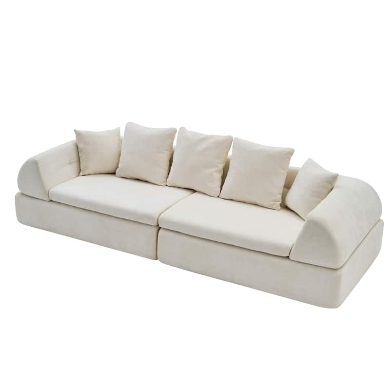 Cloud Modular Sectional Sofa, Boneless Sectional Couch with Ottoman, Modern Lounge Sofa