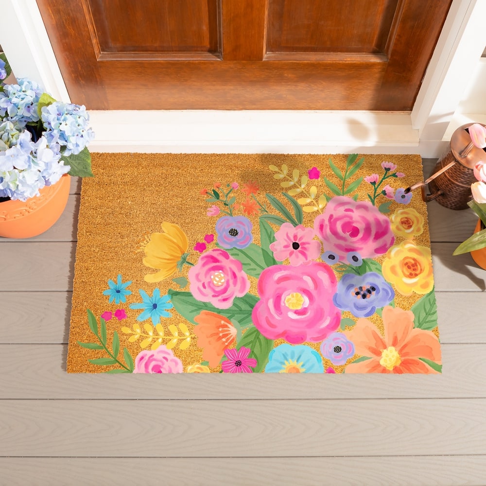 Welcome Spring Blossom Coir Mat