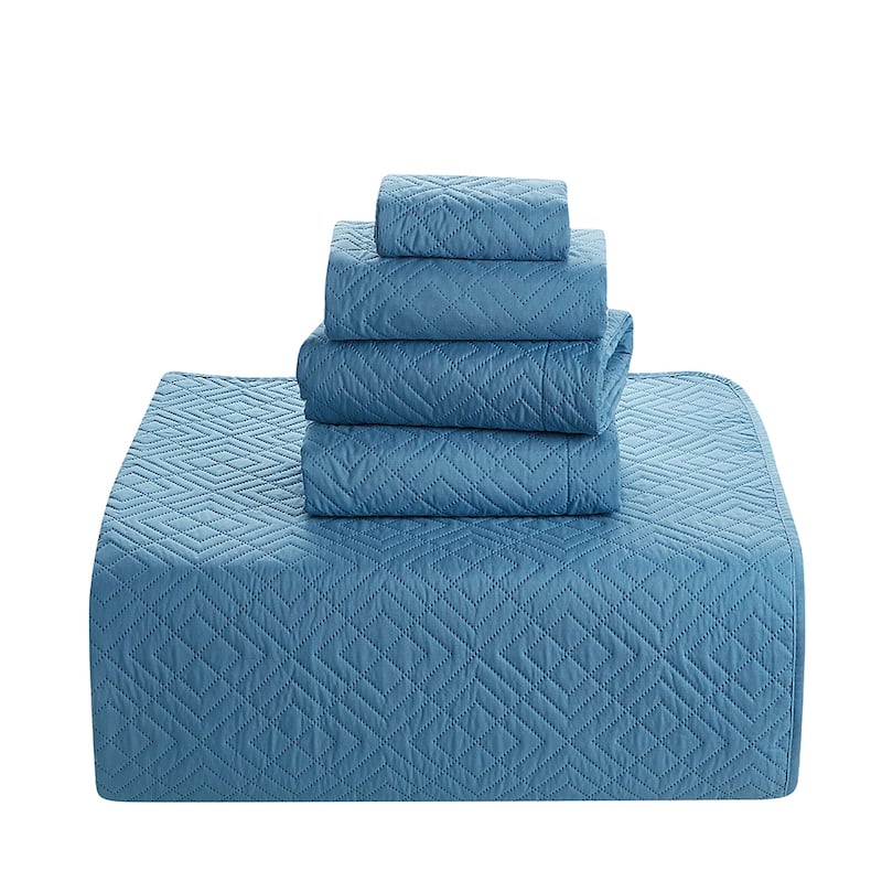 Clara Clark Bedspread Quilt Set - Embossed Pinsonic Lightweight Coverlet Set