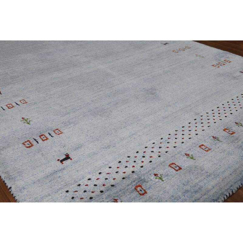 Gabbeh Indian Area Rug Handmade Tribal Blue Wool Carpet - 5'1" x 7'10" - 5'1" x 7'10" - Blue
