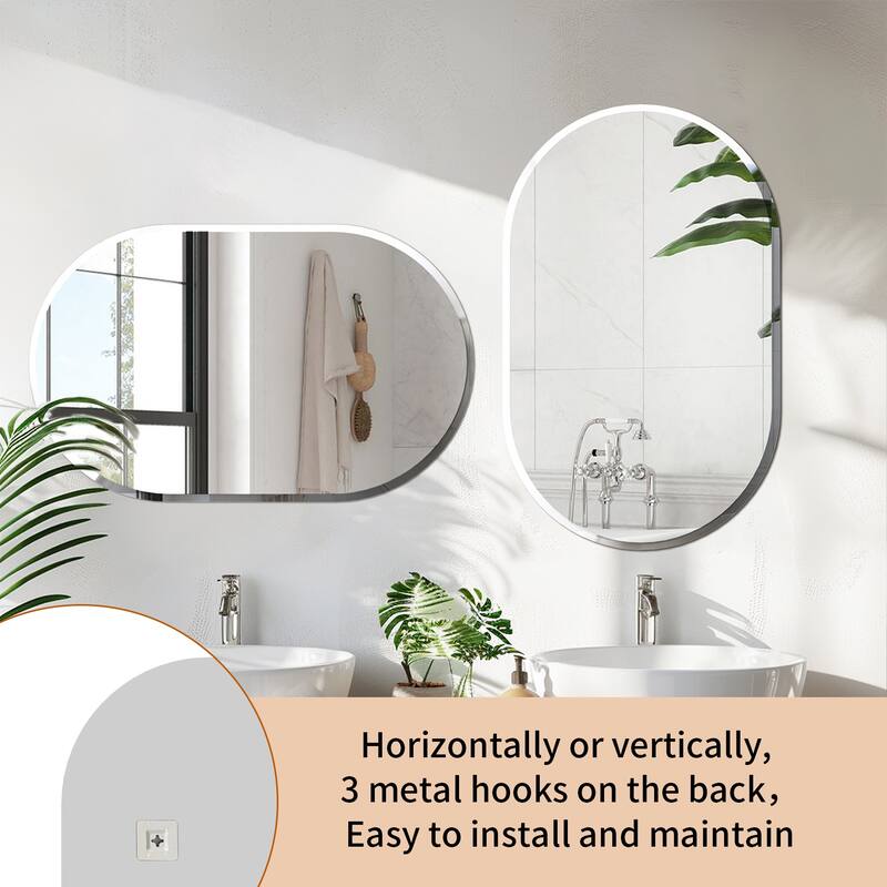 Frameless Bathroom Mirror Wall Mounted Modern Stylish Design with Contemporary Bevelled Edges