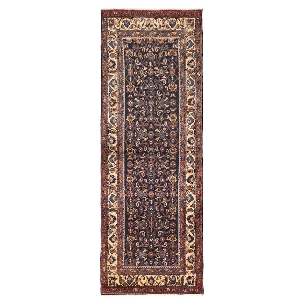 ECARPETGALLERY Hand-knotted Andelz Dark Navy Wool Rug - 3'4 x 9'9