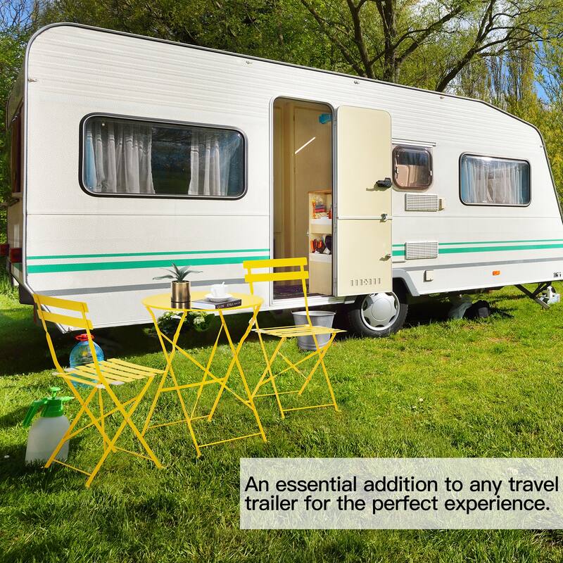 Outdoor 3-Piece Bistro Set, Foldable Patio Dining Sets, Rust-Resistant, Lightweight, Easy to Clean, for Balcony, Garden, Pool