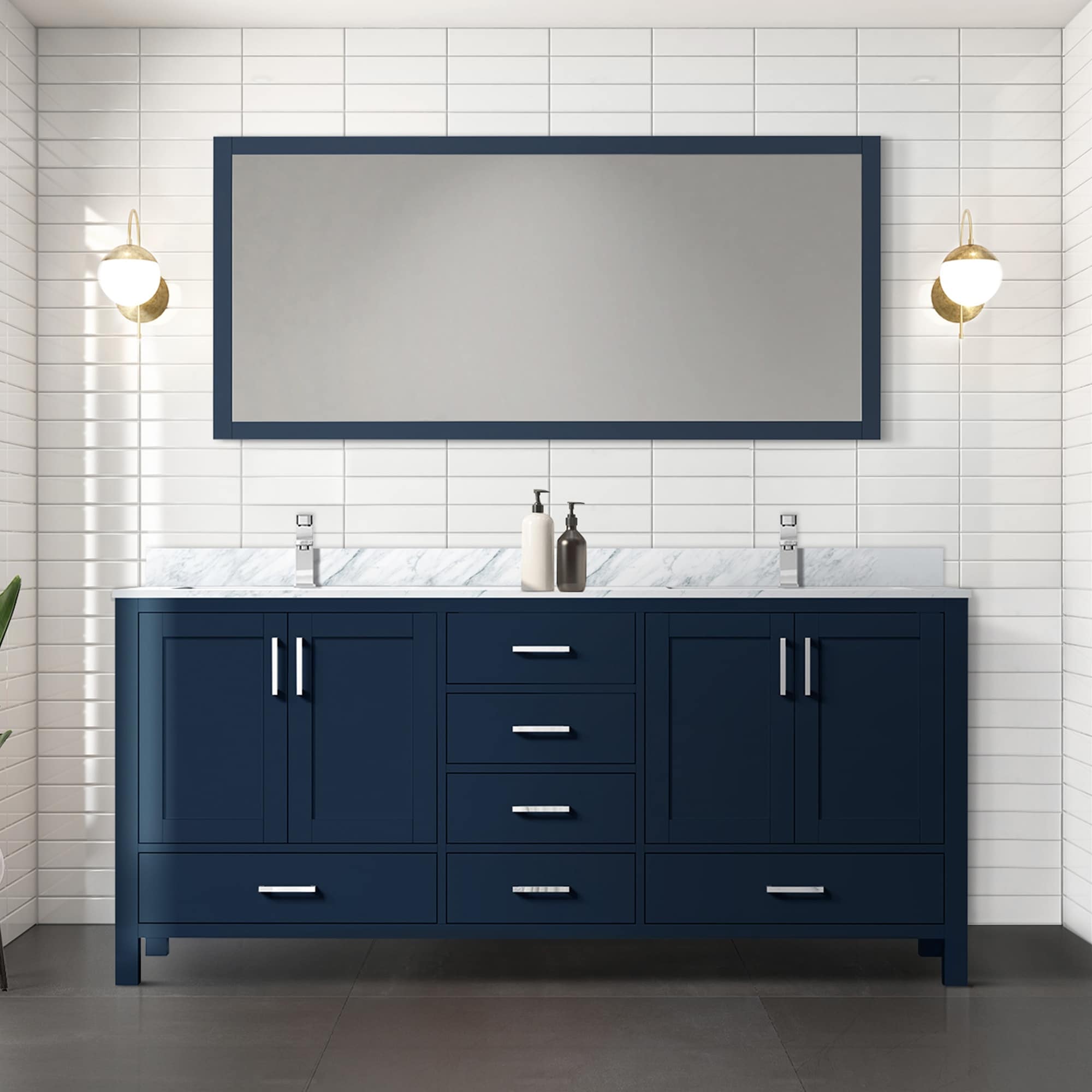Jacques 72 in. W x 22 in. D Navy Blue Double Bath Vanity