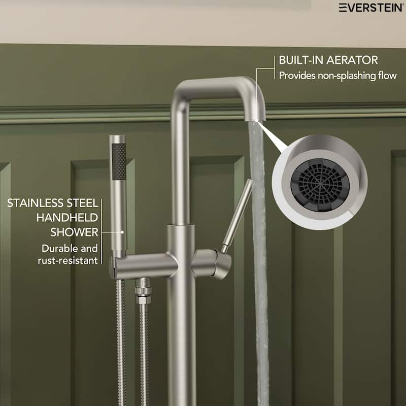 Freestanding Tub Faucet with Hand Shower,Modern Floor-Mount Bathtub Faucet