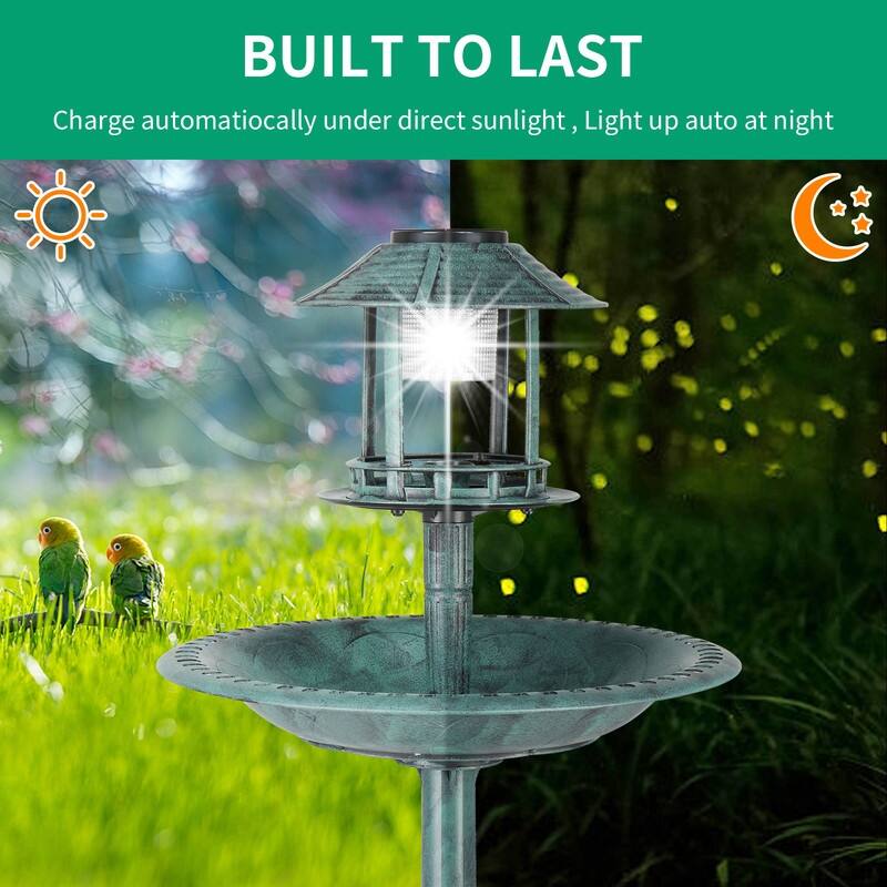 42" H Plastic Birdbath with Solar Light