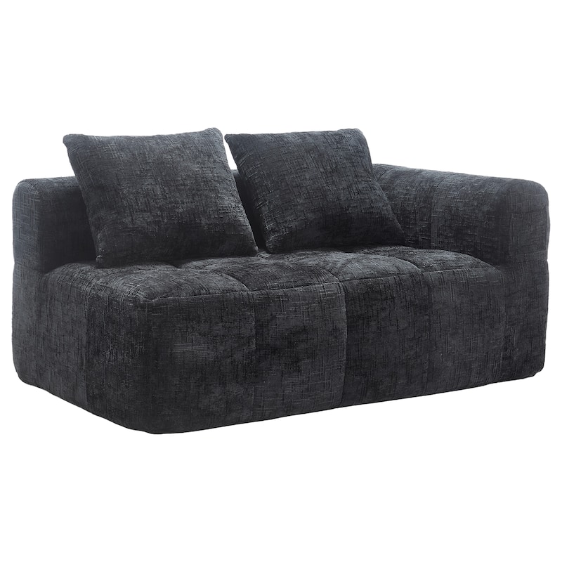 Chenille Loveseat Sofa Upholstered Deep Seat Sofa, Lounge Couch Corner Sofa Minimalist Modular Couches for Apartment