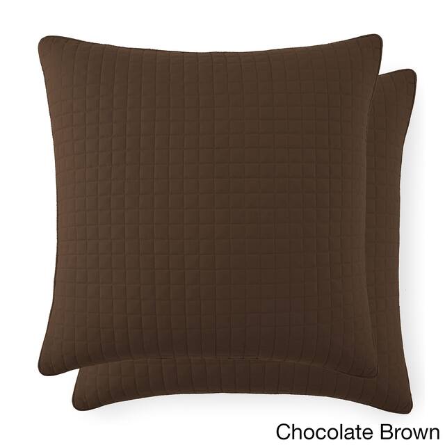 Beautiful Square Stitched Quilted Shams Covers (Set of 2) by Southshore Fine Linens - 20 x 36 - Brown