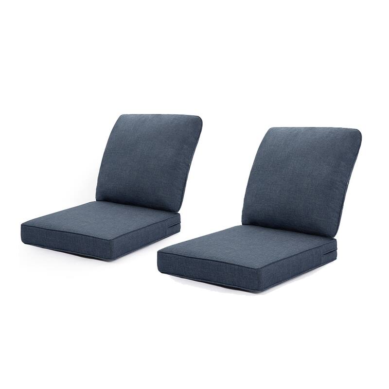 24 x 22 in. 2-Piece Deep Seating Outdoor Lounge Chair Cushions - Navy Blue