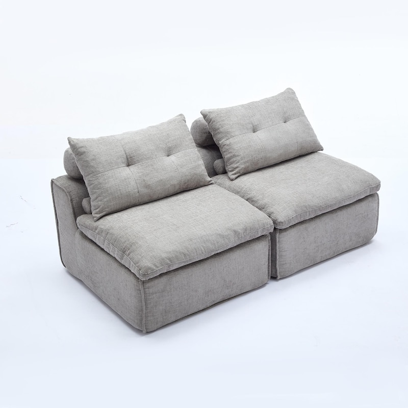 66" Upholstered 2-Seater Sofa with Neck & Waist Pillows