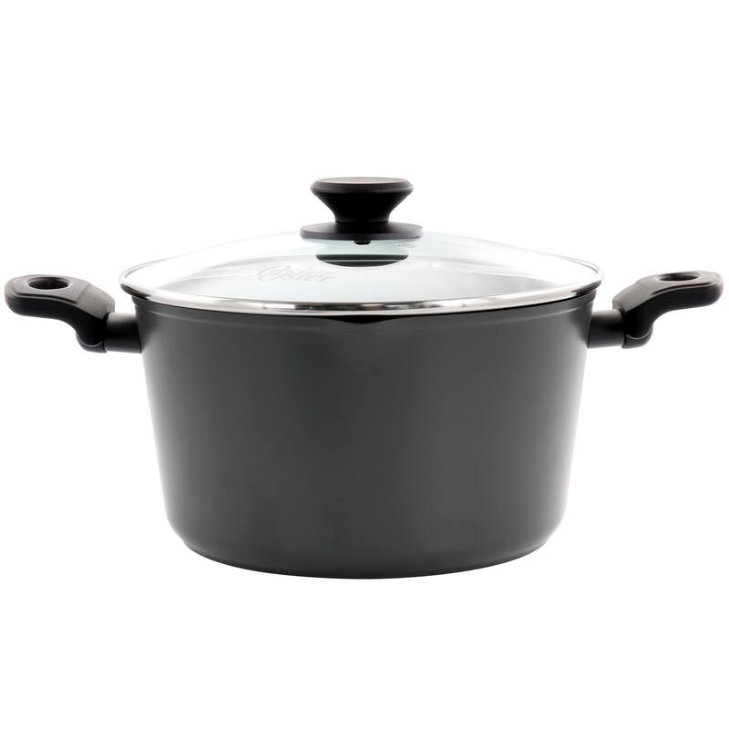 Oster Kingsway 5.5 Qt Aluminum Nonstick Dutch Oven in Black With Lid - Black