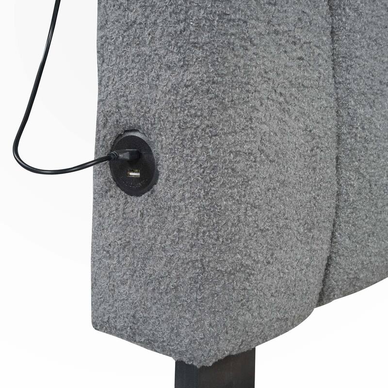 Upholstered Platform Bed with Trundle Teddy Fleece Fabric