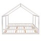 preview thumbnail 9 of 8, Twin Size House Platform Kids Beds for Two, Solid Wood Frame with Roof, Guardrails and Windows, Fun Design, Easy Assembly, White