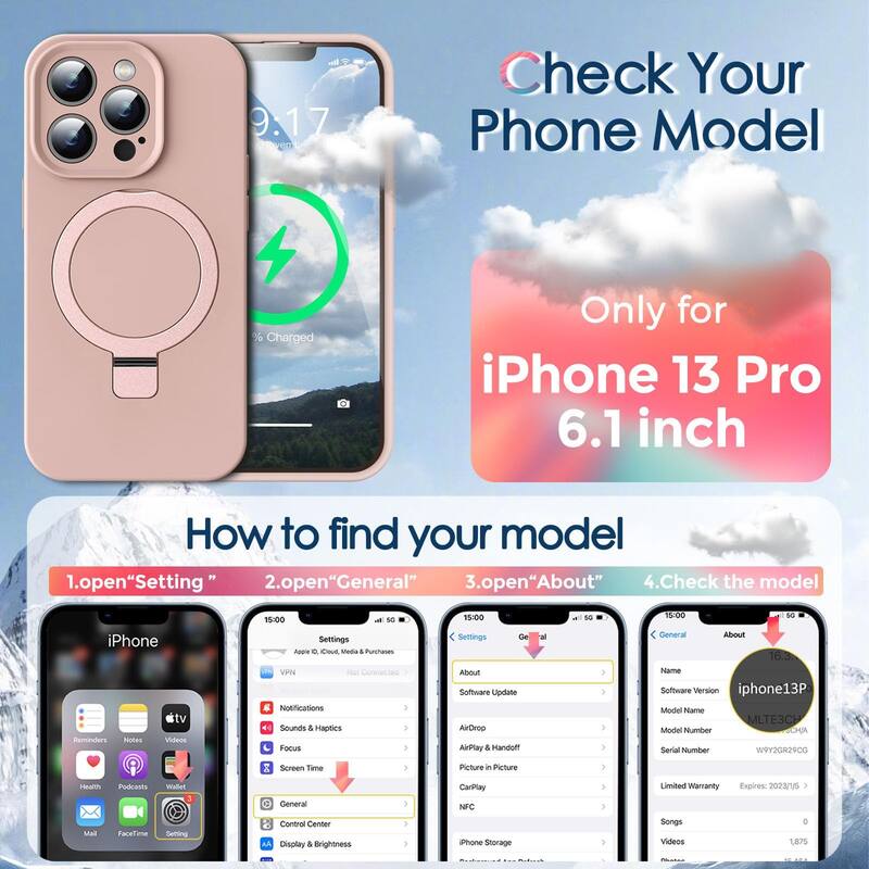 6.1in iPhone 13 Pro Case, Liquid Silicone, Moisturizing Factor, Extreme Soft Slim Phone Case with Stand, Compatible with MagSafe