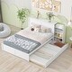 preview thumbnail 1 of 10, Wooden Storage Platform Bed with Hidden Bookshelves,Twin Size Trundle Queen - Queen