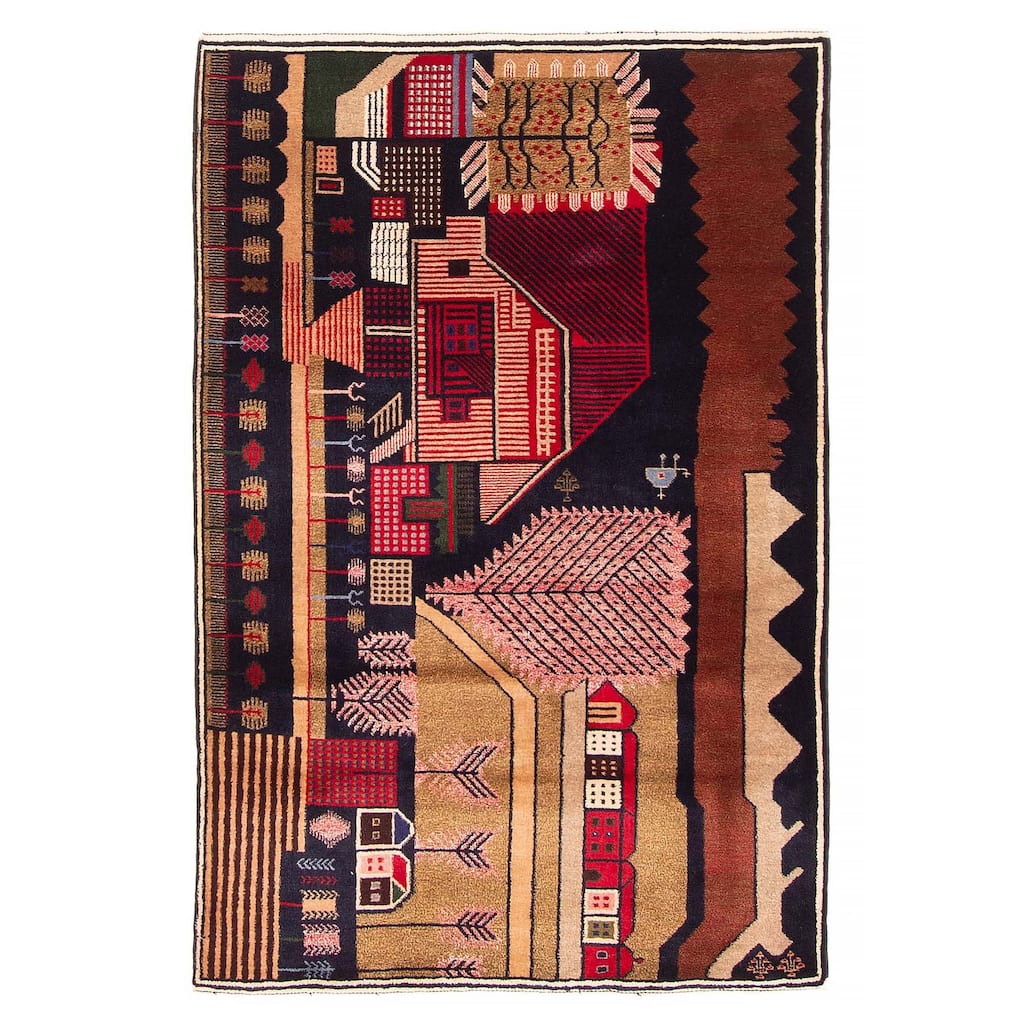 Teimani Navy Rug 3'1" x 4'6" - 3'1 x 4'6