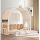 preview thumbnail 1 of 33, Princess Playhouse Bed Twin,Arched Canopy Bed with Pull-Out Trundle White