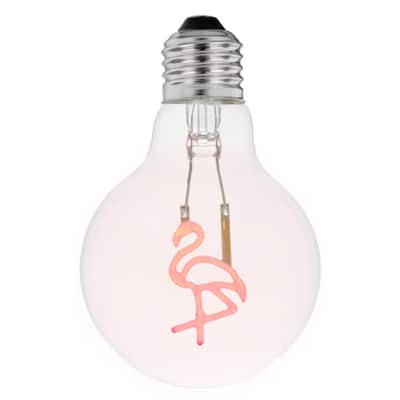 Festive Living LED Flamingo Decorative Filament Bulb G80 Globe E26 Base 1W Clear Glass 1pk