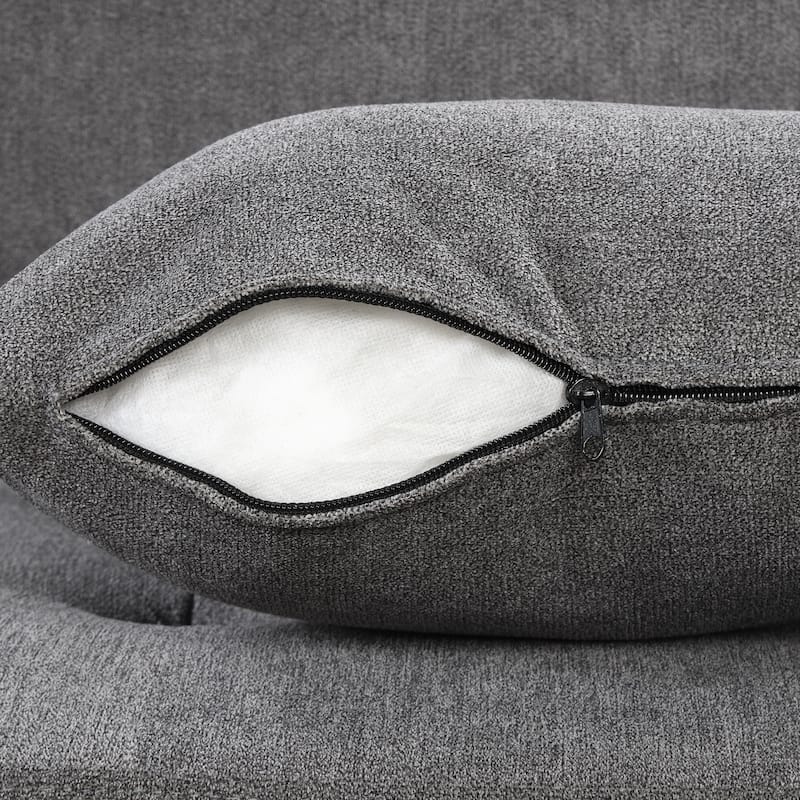 117.3" Oversized U-shaped Pull-out Sofa Bed, Gray Chenille, 2 Pillows