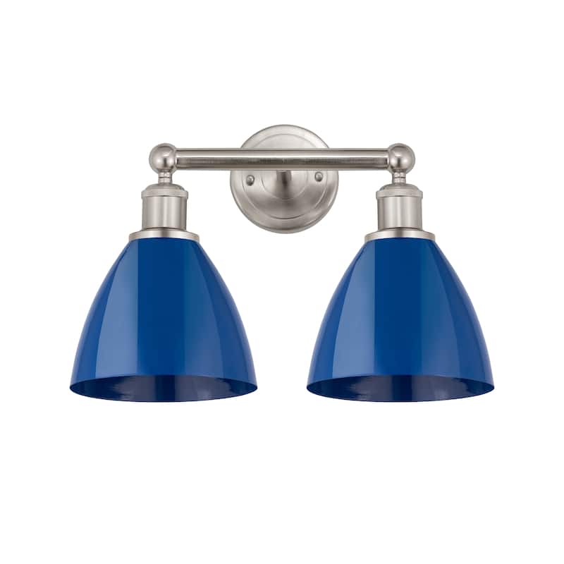 Innovations Lighting Plymouth Dome - 2 Light 17" Bath Vanity Light - Blue/Satin Nickel