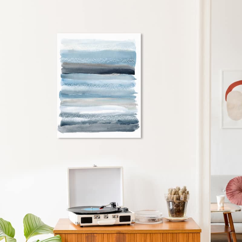 Wynwood Studio Abstract Muted Blue Sunset Blue and Modern & Contemporary Wall Art Canvas Print - 24 x 20