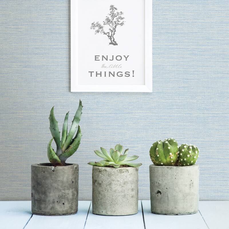 Hercules, Agave Light Blue Faux Grasscloth, 33' L X 20.5 W, Wallpaper Roll - Sky Blue