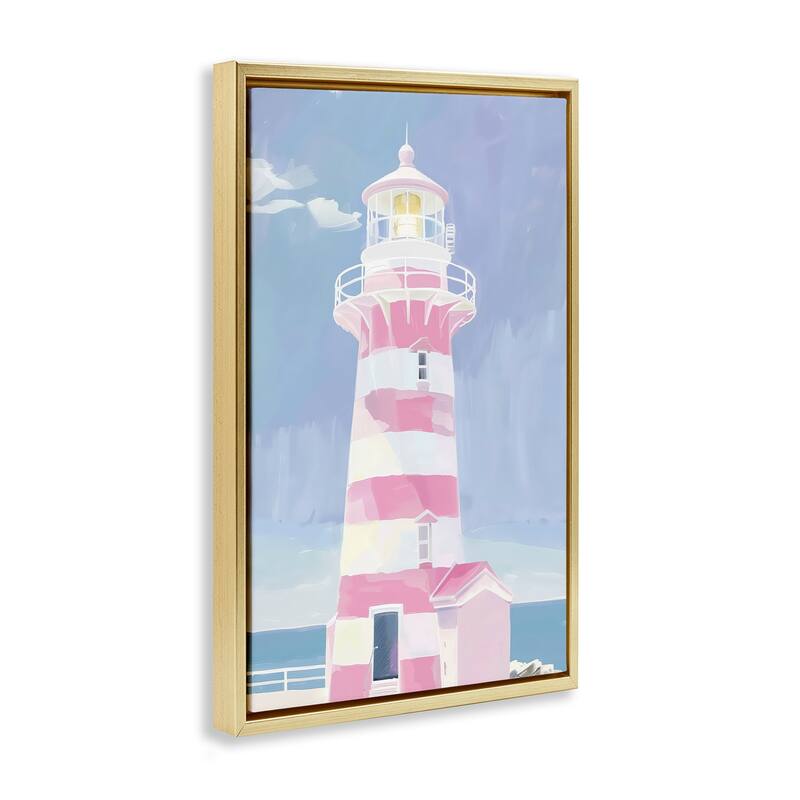 Stupell Muted Coastal Lighthouse Framed Floater Canvas Wall Art Design By Arlington Prints