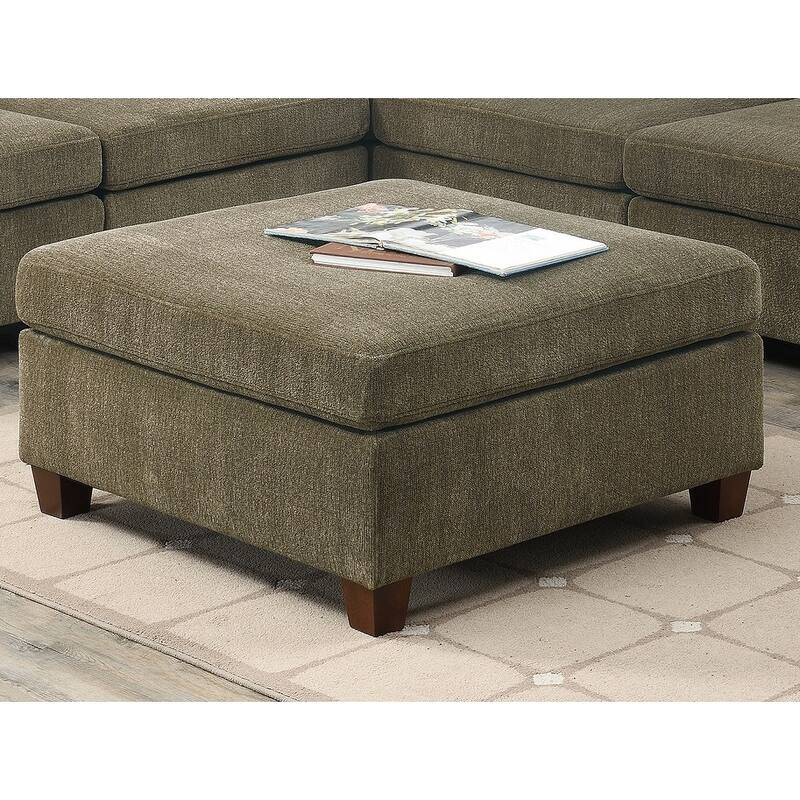 Contemporary 1pc OTTOMAN Chenille Fabric Modular Corner wedge Sofa Living Room Furniture - Tan