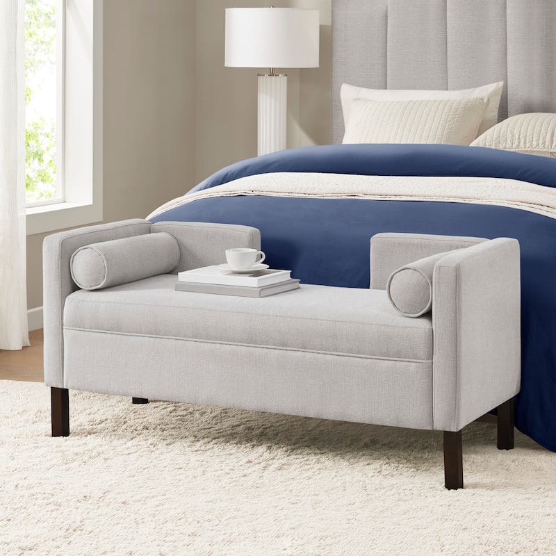 Madison Park Julie Upholstered Accent Bench - Gray - Gray