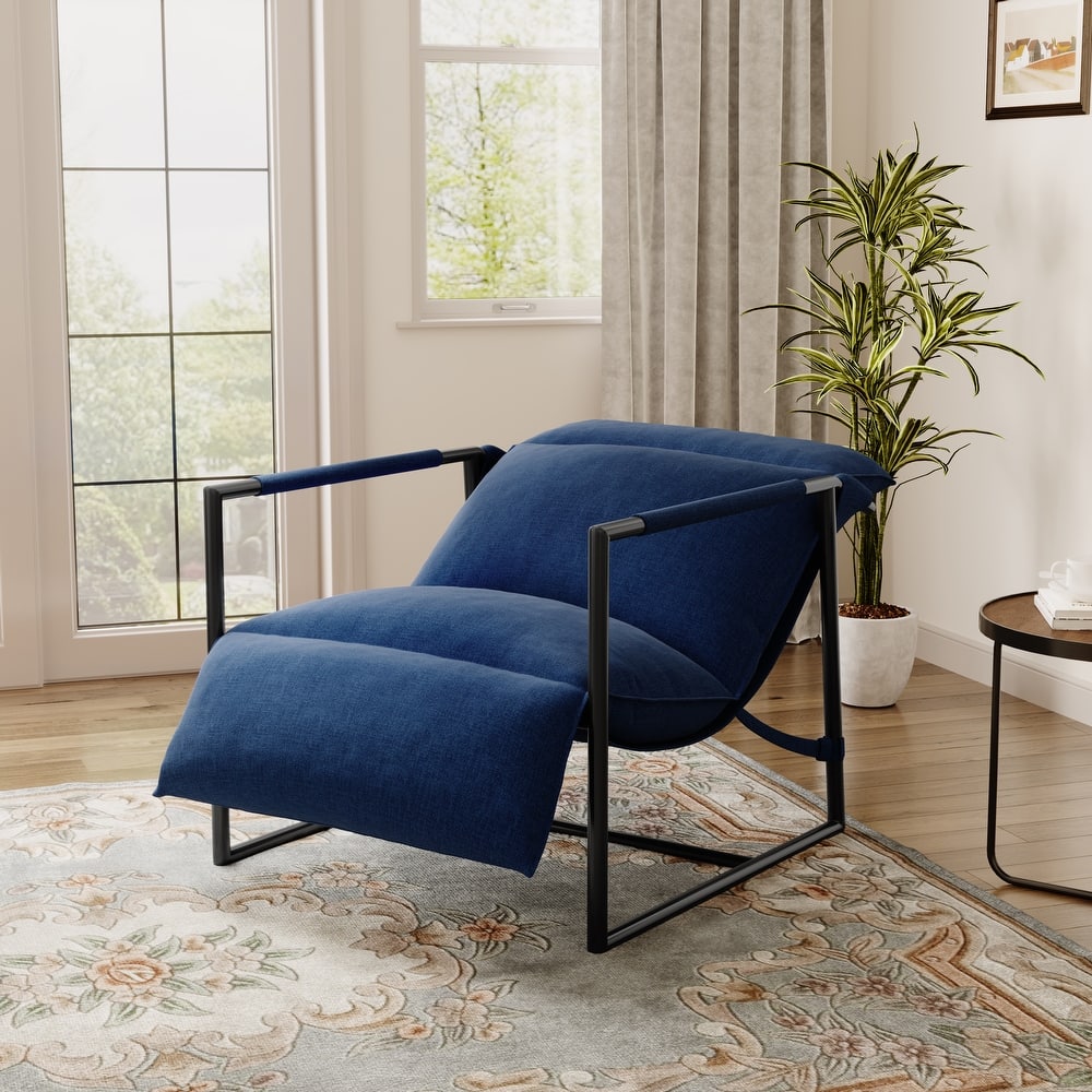 Metal Sling Accent Chair Armchair with Adjustable Headrest