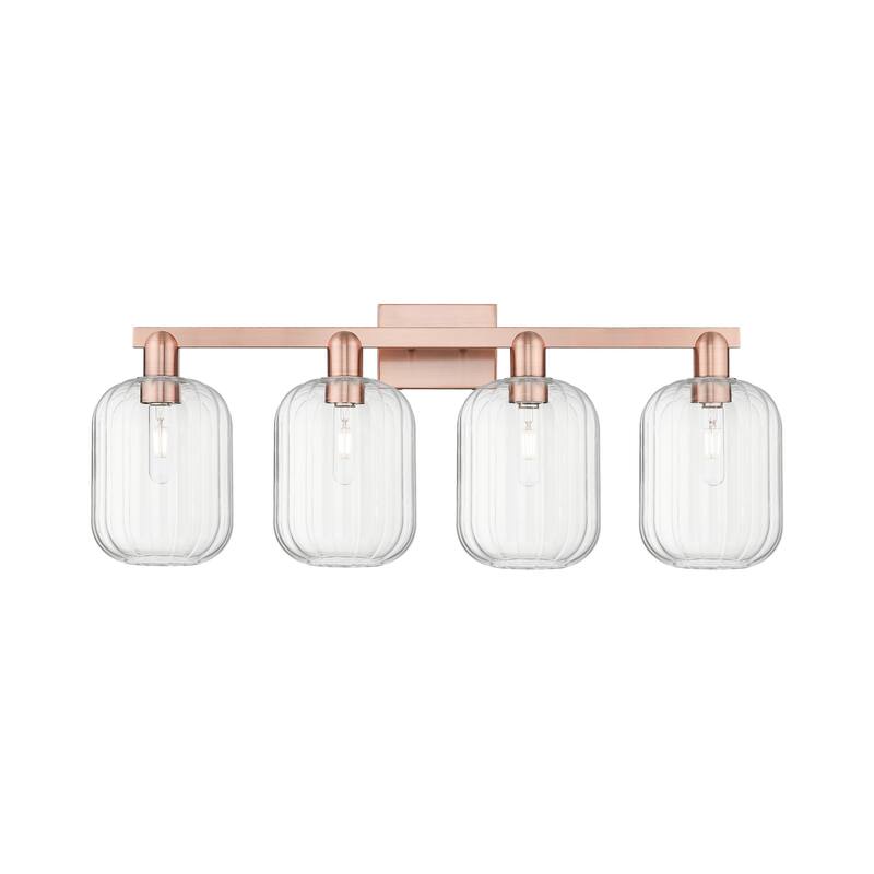 Innovations Lighting Downtown Urban - Preston - 4 Light 36" Jar Shade Bath Vanity Light - Clear/Antique Copper