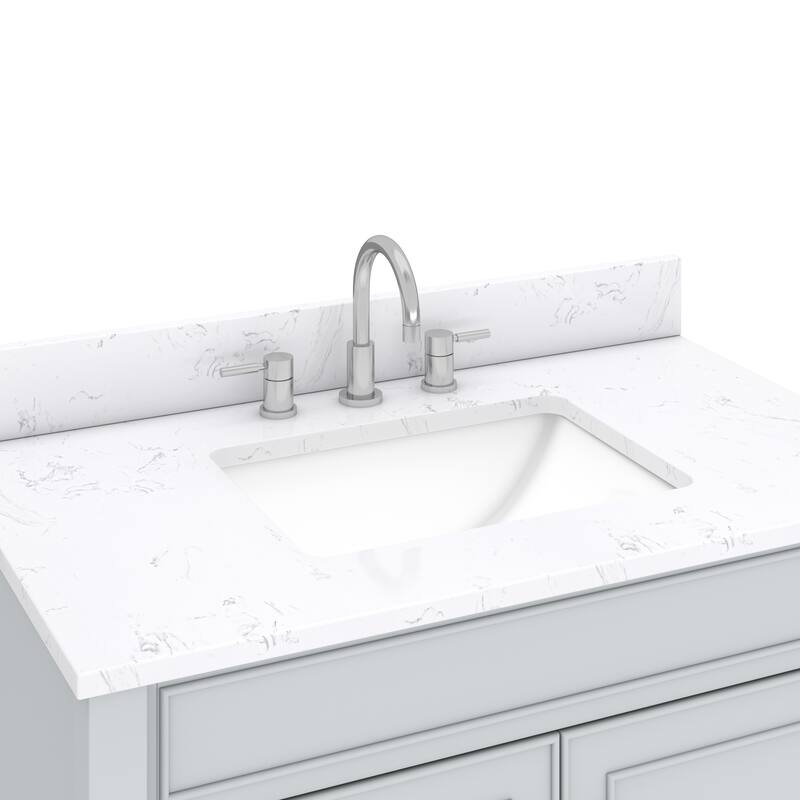 Avanity Bristol 37 in. Bath Vanity in Light Gray finish and Cala White Engineered Top