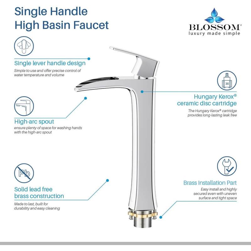 Blossom Single Handle Waterfall Vessel Sink Faucet