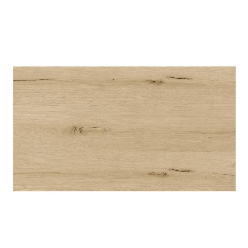 NADAAL STUDIOS Thalor Coffee Table, Large Rectangular Solid Oak Edge, Bullnose Vertical Support, Dark Brown