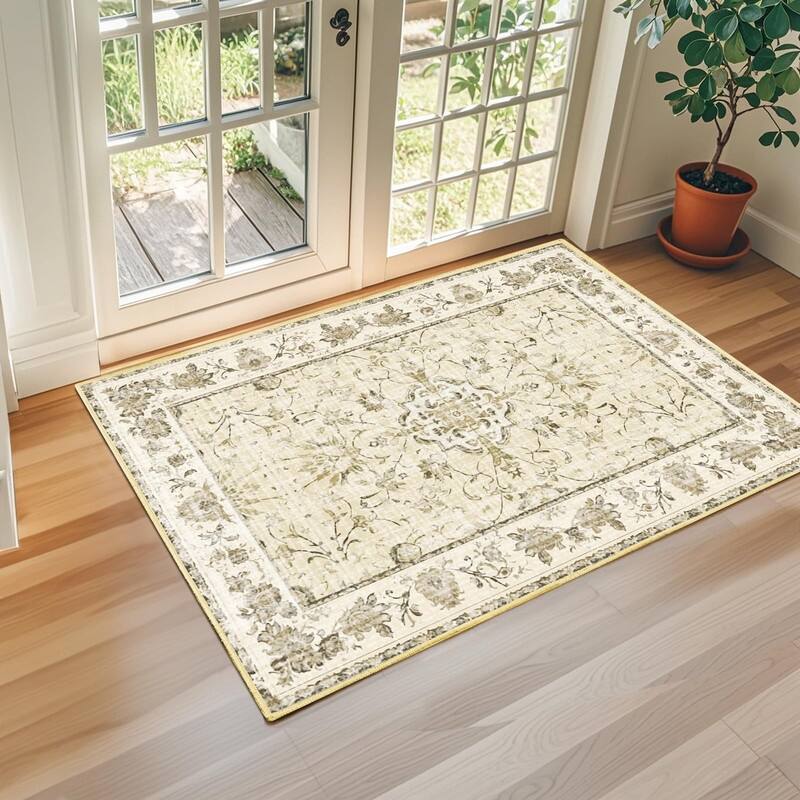 Vintage Boho Area Rugs Machine Washable Non Slip Living Room Rug - 2*3