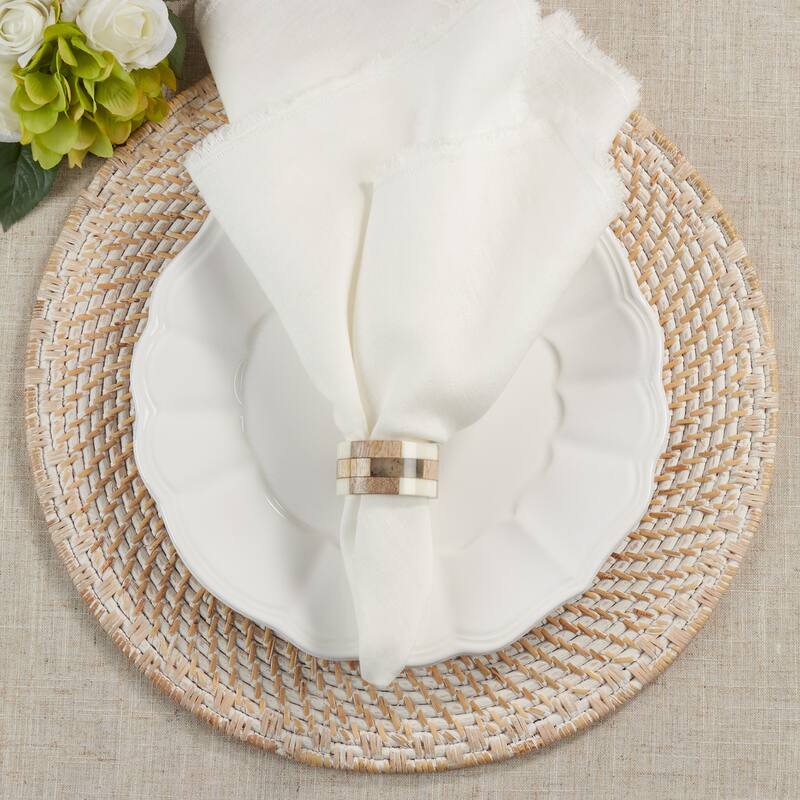 Napkin Rings With Wood Segments Design (Set of 4)